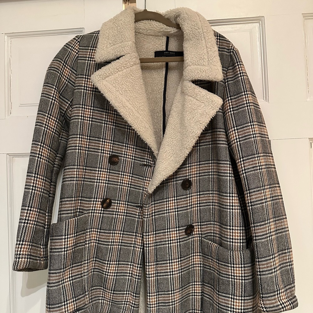 Zara Plaid Sherpa Jacket